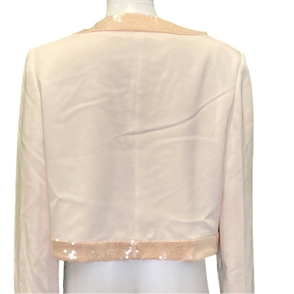 NWT Cinq a Sept Pearl/Travertine Pink Rina Sequin Jewel Neck Crop Jacket - Sz 8 - Picture 6 of 11